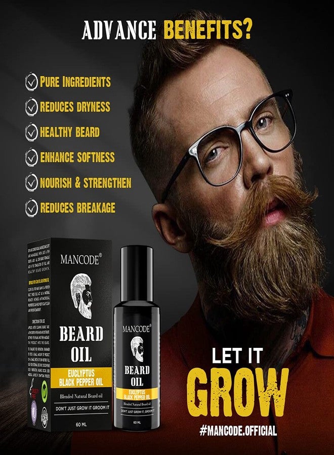 MAN CODE Mancode Beard & Hair Growth Oil, 60ml |With Eucalyptus & Black Pepper Natural Oils including Vitamin E Hair Oil for Thicker & Longer Beard | Beard Oil for Uneven, Patchy & Fast Beard Growth | Growth Oil for Stronger & Fuller Beard Hair - Image 3